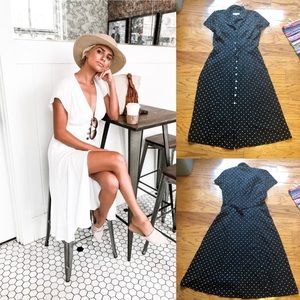 Vintage long swing dress button down  12 maxi